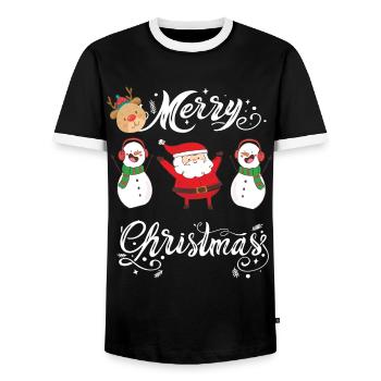 Merry Christmas Xmas Christmas Christmas T-Shirt - Men's Ringer Shirt - black/white - Front - AI Model Female 172 light (172cm) & AI Model Male 178 light (178cm)