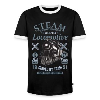 Dampflok Eisenbahn Lokführer - Männer Kontrast-T-Shirt - Schwarz/Weiß - Vorne - AI Model Female 172 light (172cm) & AI Model Male 178 light (178cm)