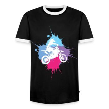 motocross biker bike motorsport geschenki - T-shirt contrasté Homme - noir/blanc - Devant - AI Model Female 172 light (172cm) & AI Model Male 178 light (178cm)