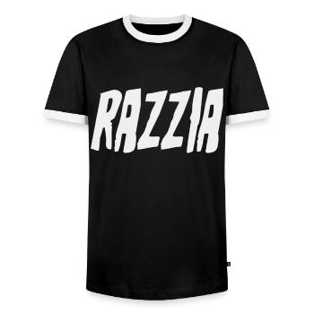 Einsatz und Kontrolle Razzia - Männer Kontrast-T-Shirt - Schwarz/Weiß - Vorne - AI Model Female 172 light (172cm) & AI Model Male 178 light (178cm)