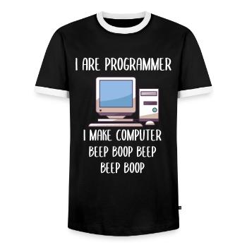 I are programmer programming - Men's Ringer Shirt - black/white - Front - AI Model Female 172 light (172cm) & AI Model Male 178 light (178cm)