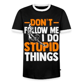bungee jumping - Men's Ringer Shirt - black/white - Front - AI Model Female 172 light (172cm) & AI Model Male 178 light (178cm)