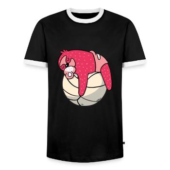 Baby sloth volleyball sport gift - Men's Ringer Shirt - black/white - Front - AI Model Female 172 light (172cm) & AI Model Male 178 light (178cm)