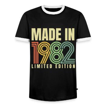 1982 Birthday Gift Year Of Birth Year 82 - Men's Ringer Shirt - black/white - Front - AI Model Female 172 light (172cm) & AI Model Male 178 light (178cm)