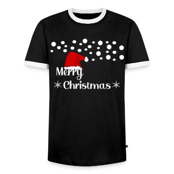 Merry Christmas Christmas Gift Ideas - Men's Ringer Shirt - black/white - Front - AI Model Female 172 light (172cm) & AI Model Male 178 light (178cm)