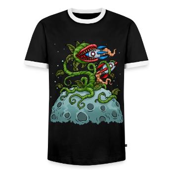 Venus Flytrap Rocket Carnivorous Plant - Men's Ringer Shirt - black/white - Front - AI Model Female 172 light (172cm) & AI Model Male 178 light (178cm)