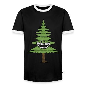 Arbre arbre arbre arbre forêt nature amusant sapin - T-shirt contrasté Homme - noir/blanc - Devant - AI Model Female 172 light (172cm) & AI Model Male 178 light (178cm)