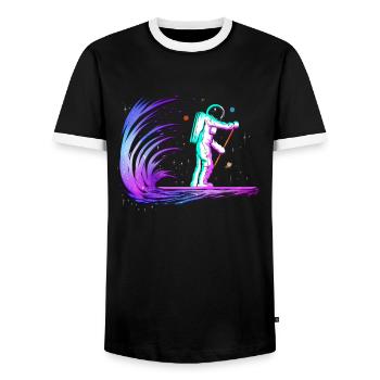 Stand Up Paddle Astronaut Space - Conception de SUP - T-shirt contrasté Homme - noir/blanc - Devant - AI Model Female 172 light (172cm) & AI Model Male 178 light (178cm)