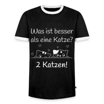 Katze Haustier - Männer Kontrast-T-Shirt - Schwarz/Weiß - Vorne - AI Model Female 172 light (172cm) & AI Model Male 178 light (178cm)