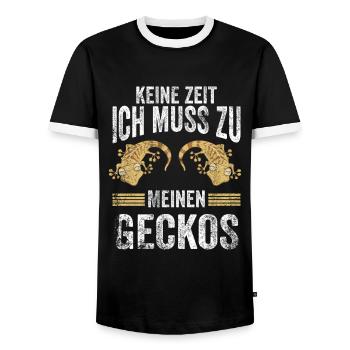 Gecko Terraristik Echse Salamander Geschenk - Männer Kontrast-T-Shirt - Schwarz/Weiß - Vorne - AI Model Female 172 light (172cm) & AI Model Male 178 light (178cm)