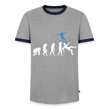 Skateboarder Evolution Skateboard Skateboarding - Männer Kontrast-T-Shirt - Grau/Navy  - Vorne - AI Model Female 172 light (172cm) & AI Model Male 178 light (178cm)