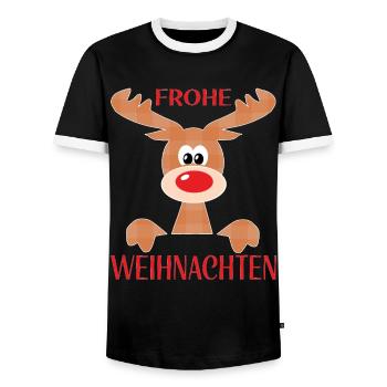 Rentier Xmas Frohe Weihnacht Geschenkidee - Männer Kontrast-T-Shirt - Schwarz/Weiß - Vorne - AI Model Female 172 light (172cm) & AI Model Male 178 light (178cm)