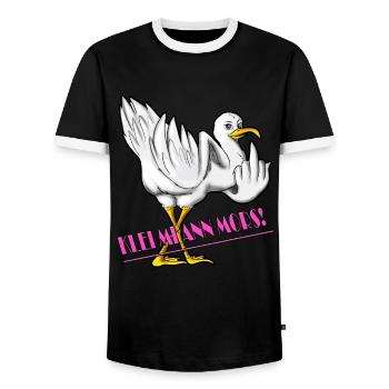 Norden Plattdeutsch Spruch klei mi ann Mors Möwe - Männer Kontrast-T-Shirt - Schwarz/Weiß - Vorne - AI Model Female 172 light (172cm) & AI Model Male 178 light (178cm)