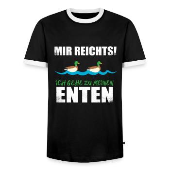 Mir reichts ich gehe zu meinen Enten - Ente - Männer Kontrast-T-Shirt - Schwarz/Weiß - Vorne - AI Model Female 172 light (172cm) & AI Model Male 178 light (178cm)