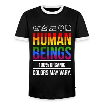Equal rights human rights LGBT - Men's Ringer Shirt - black/white - Front - AI Model Female 172 light (172cm) & AI Model Male 178 light (178cm)