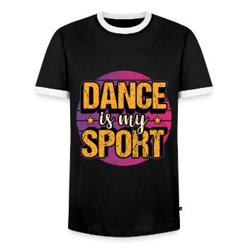 Danseur de danse hip hop breakdance disant cadeau - T-shirt contrasté Homme - noir/blanc - Devant - AI Model Female 172 light (172cm) & AI Model Male 178 light (178cm)