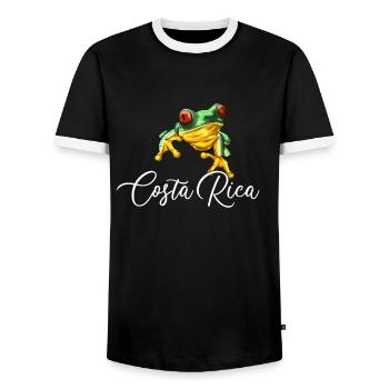 costa rica rain frog costa rica - Men's Ringer Shirt - black/white - Front - AI Model Female 172 light (172cm) & AI Model Male 178 light (178cm)
