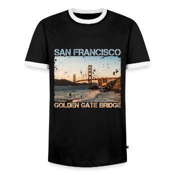 San Francisco - Männer Kontrast-T-Shirt - Schwarz/Weiß - Vorne - AI Model Female 172 light (172cm) & AI Model Male 178 light (178cm)