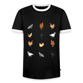 Chickens Chicken Lovers Farm Chicken Coop - Men's Ringer Shirt - black/white - Front - AI Model Female 172 light (172cm) & AI Model Male 178 light (178cm)