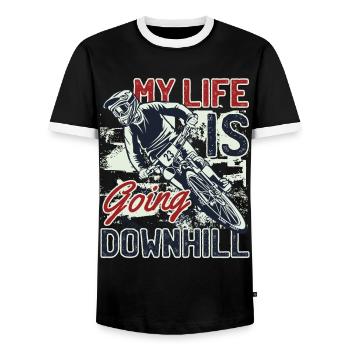 Downhill Downhill Mountain Bike Downhill Bicycle - Men's Ringer Shirt - black/white - Front - AI Model Female 172 light (172cm) & AI Model Male 178 light (178cm)