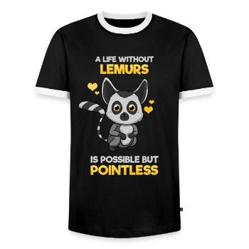 lemur - Men's Ringer Shirt - black/white - Front - AI Model Female 172 light (172cm) & AI Model Male 178 light (178cm)