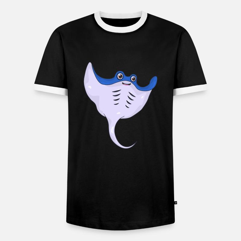 Rochen - Männer Kontrast-T-Shirt - Schwarz/Weiß