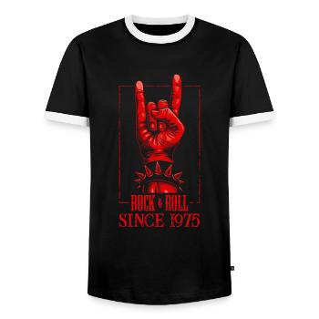 Rock & Roll Since 1975 - 45. Geburtstagsgeschenk - Männer Kontrast-T-Shirt - Schwarz/Weiß - Vorne - AI Model Female 172 light (172cm) & AI Model Male 178 light (178cm)