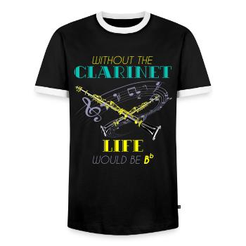 Clarinet musical instrument - Men's Ringer Shirt - black/white - Front - AI Model Female 172 light (172cm) & AI Model Male 178 light (178cm)