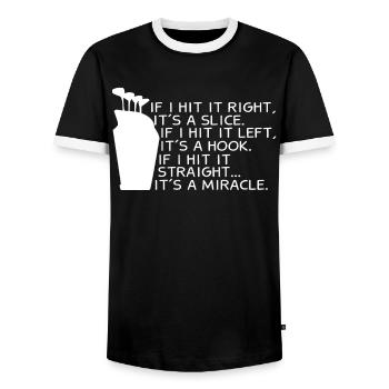 Golfeur de golf de cadeau de dictons de golf drôle - T-shirt contrasté Homme - noir/blanc - Devant - AI Model Female 172 light (172cm) & AI Model Male 178 light (178cm)