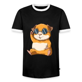 Mignon petit cochon d'Inde avec des lunettes de soleil - T-shirt contrasté Homme - noir/blanc - Devant - AI Model Female 172 light (172cm) & AI Model Male 178 light (178cm)