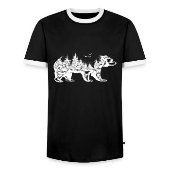 Idée cadeau design ours ours pour Noël - T-shirt contrasté Homme - noir/blanc - Devant - AI Model Female 172 light (172cm) & AI Model Male 178 light (178cm)