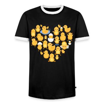 Duck chick - Men's Ringer Shirt - black/white - Front - AI Model Female 172 light (172cm) & AI Model Male 178 light (178cm)