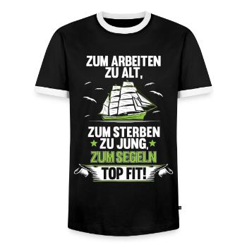Segelfahrer Rentner Segel Hobby Segler Geschenk - Männer Kontrast-T-Shirt - Schwarz/Weiß - Vorne - AI Model Female 172 light (172cm) & AI Model Male 178 light (178cm)