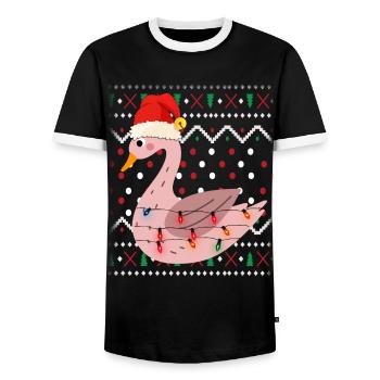 Noël laid de cygne - T-shirt contrasté Homme - noir/blanc - Devant - AI Model Female 172 light (172cm) & AI Model Male 178 light (178cm)