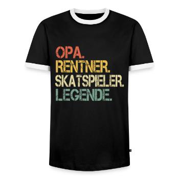 Skatspieler Opa Skat - Männer Kontrast-T-Shirt - Schwarz/Weiß - Vorne - AI Model Female 172 light (172cm) & AI Model Male 178 light (178cm)