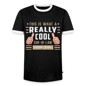 Schwiegersohn Bester Sohn Familie Geschenkidee - Männer Kontrast-T-Shirt - Schwarz/Weiß - Vorne - AI Model Female 172 light (172cm) & AI Model Male 178 light (178cm)