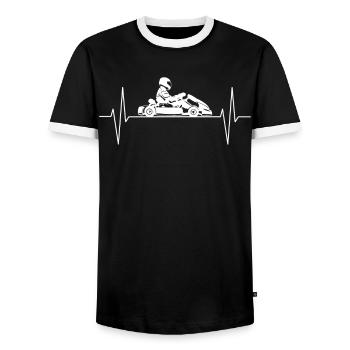 Cadeau de ligne de battement de coeur de course de kart kart kart - T-shirt contrasté Homme - noir/blanc - Devant - AI Model Female 172 light (172cm) & AI Model Male 178 light (178cm)