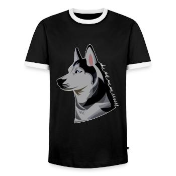 Husky - Great gift for husky lovers - Men's Ringer Shirt - black/white - Front - AI Model Female 172 light (172cm) & AI Model Male 178 light (178cm)