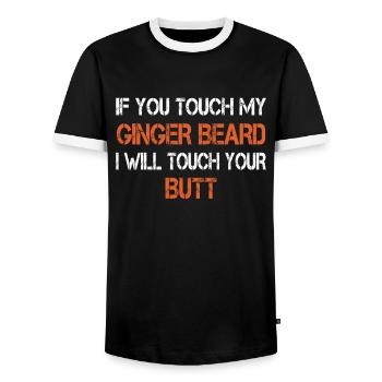 Red Beard Ginger Beard Bearer - Men's Ringer Shirt - black/white - Front - AI Model Female 172 light (172cm) & AI Model Male 178 light (178cm)