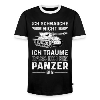 Ich Schnarche Nicht Träume Panzer Panzerfahrer - Männer Kontrast-T-Shirt - Schwarz/Weiß - Vorne - AI Model Female 172 light (172cm) & AI Model Male 178 light (178cm)