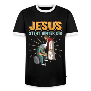 Jesus Krankenschwester Arzt Pflegekraft Geschenk - Männer Kontrast-T-Shirt - Schwarz/Weiß - Vorne - AI Model Female 172 light (172cm) & AI Model Male 178 light (178cm)