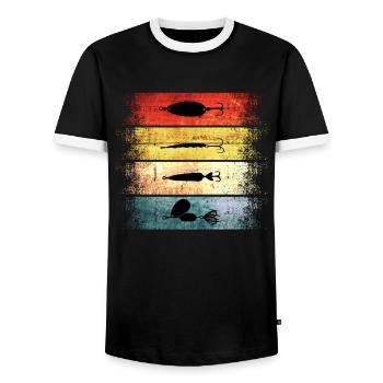 Pêche Pêche pêche poissons pêche cadeau de pêche - T-shirt contrasté Homme - noir/blanc - Devant - AI Model Female 172 light (172cm) & AI Model Male 178 light (178cm)