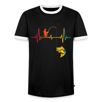Pêche pêche poissons cadeau - T-shirt contrasté Homme - noir/blanc - Devant - AI Model Female 172 light (172cm) & AI Model Male 178 light (178cm)