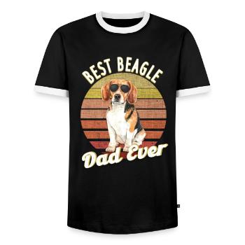 Beagle chien amateur de chien cadeaupapa - T-shirt contrasté Homme - noir/blanc - Devant - AI Model Female 172 light (172cm) & AI Model Male 178 light (178cm)