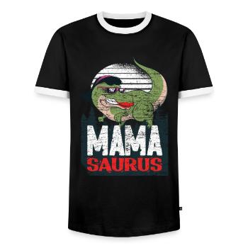 Dinosaurier Mamasaurus Mama Saurus - Männer Kontrast-T-Shirt - Schwarz/Weiß - Vorne - AI Model Female 172 light (172cm) & AI Model Male 178 light (178cm)