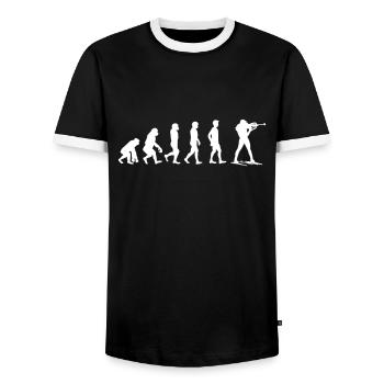 Biathlon evolution - Men's Ringer Shirt - black/white - Front - AI Model Female 172 light (172cm) & AI Model Male 178 light (178cm)