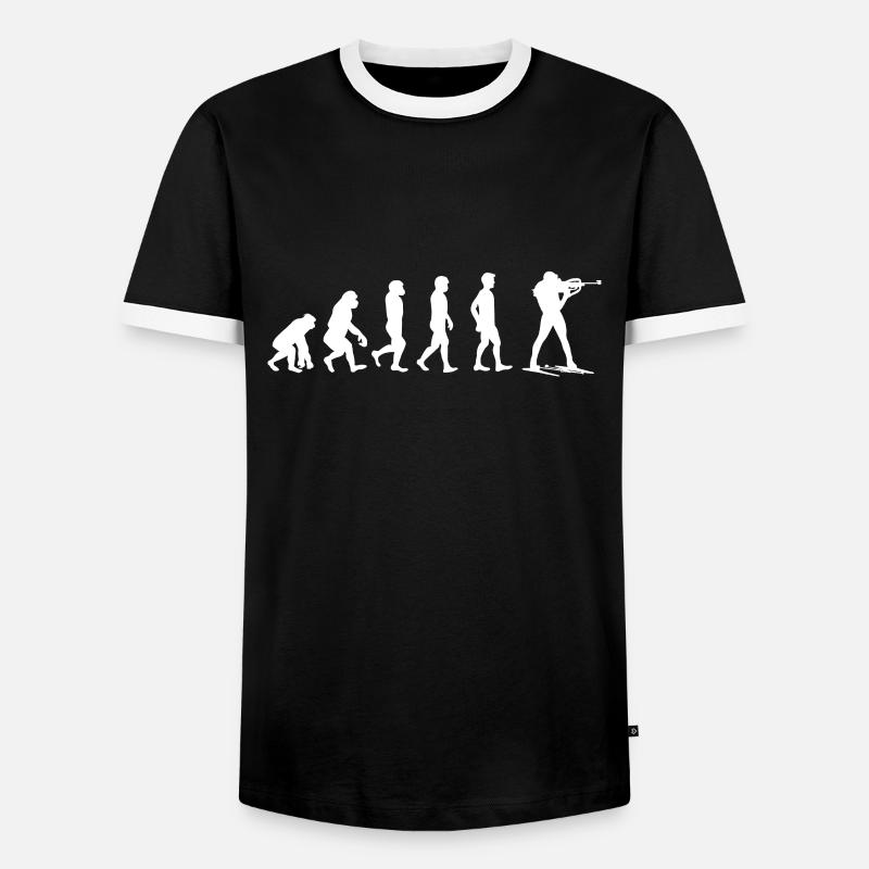 Biathlon Evolution - Männer Kontrast-T-Shirt - Schwarz/Weiß