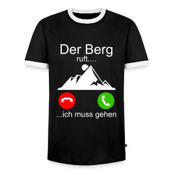 Der Berg ruft - Wandern Berge Klettern Spazieren - Männer Kontrast-T-Shirt - Schwarz/Weiß - Vorne - AI Model Female 172 light (172cm) & AI Model Male 178 light (178cm)
