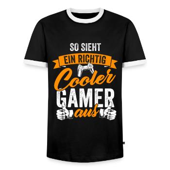 Gamer Zocker Videospiel PC Computerspiel Geschenk - Männer Kontrast-T-Shirt - Schwarz/Weiß - Vorne - AI Model Female 172 light (172cm) & AI Model Male 178 light (178cm)