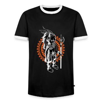 Aztec Man Warrior Maya Civilisation Indigène Inca - T-shirt contrasté Homme - noir/blanc - Devant - AI Model Female 172 light (172cm) & AI Model Male 178 light (178cm)